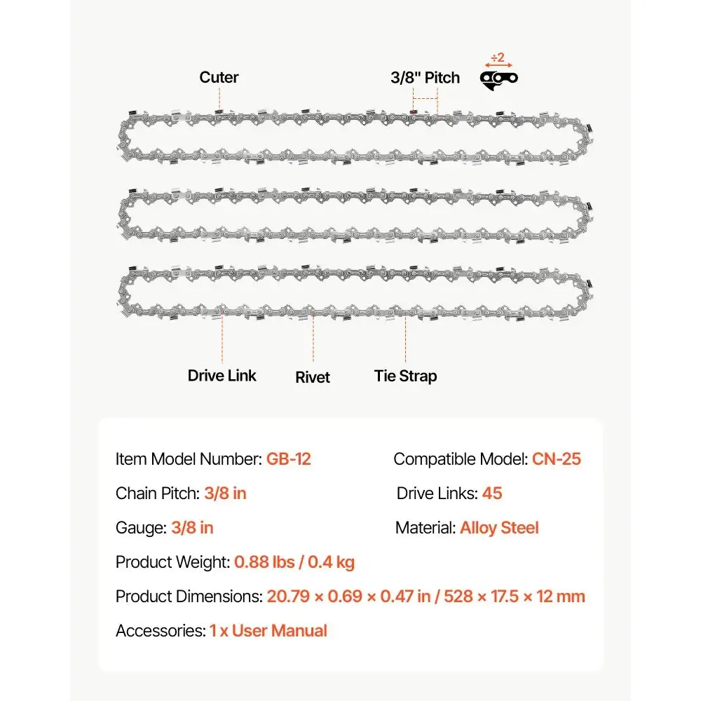Saw Chain-12inch-3Pack