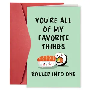 Funny Sushi Valentine's Day Card, Cute Gift for Husband Wife, Sweet Card for Boyfriend Girlfriend, Includes Envelope