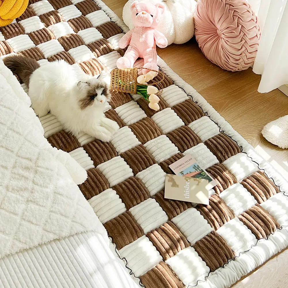 Plaid Pattern Pet Mat, Non-slip & Soft & Comfortable Pet Sofa Mat, Pet Supplies for Indoor Use