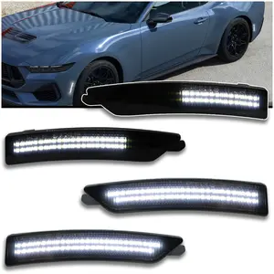 Smoked LED Side Marker Light Kit for 2024-2025 Ford Mustang (EcoBoost/ GT/ Dark Horse) - Dynamic Turn Signals | White Front & Rear Lighting | 4-Piece