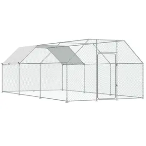 [2 PACKAGE SHIPPING]YODOLLA Extra Large Metal Chicken Coop Run for Yard with Cover, 19.5x10x6.4 FT Walk-in Chicken Pen for Outdoor, Backyard, and Farm, Hen Cage House Suitable for 15-20 Chickens and Other Poultry