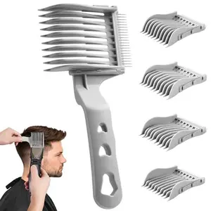 4-in-1 Detachable Fade Comb Set, 4 Sizes Easy Snap-on Barber Comb for Men’s Fade Haircut, Professional Hair Clipper Comb for Fade Haircuts, Barber Quality Home Grooming Kit, Grey
