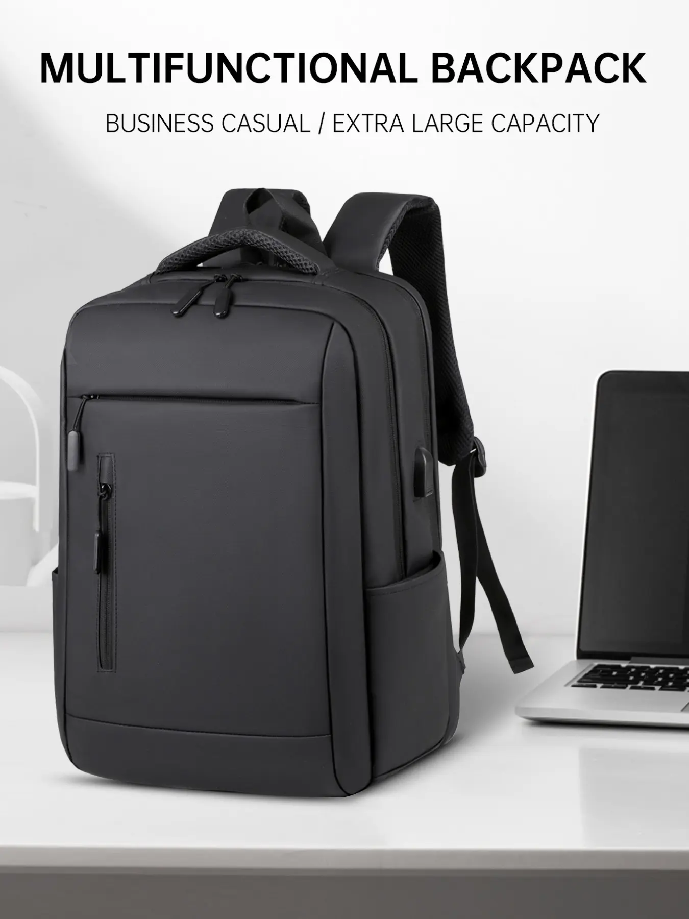 Large-capacity men's travel backpack, Laptop backpacks, Traveler Essentials Backpack, airline boarding compliant, multiple zipped pockets, laptop protection compartment, adjustable shoulder straps, suitable for business travel, hiking, daily commuting