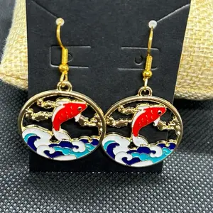 Gold plated, hypoallergenic, Koi fish earrings