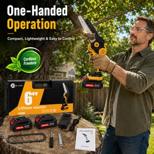 【2026 Upgrade Version】6-Inch Cordless Mini Chainsaw with  Carrying Case, Rechargeable Handheld Electric Pruning Saw for Wood Cutting, Tree Trimming, Garden Pruning, Bamboo Cutting & Yar