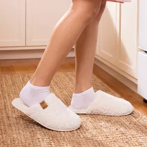 EverFoams Women's Fuzzy Slip-on Slippers Warm Cozy Soft Lightweight Memory Foam Indoor House Shoes