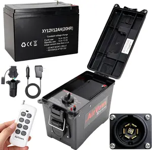 Trailer Light Tester Box with 12V 12AH Battery,Remote Control Function,with 7-Way Flat (Spade) Pin,6-Way Round Pin,4/5-Pin Connectors Adapter,IPX8 Waterproof Case,98FT Max Remote Range,2-Year Warranty