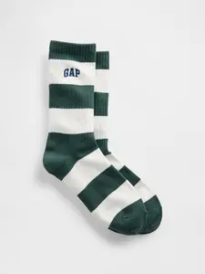 Gap Men's Rugby Stripe Logo Crew Socks