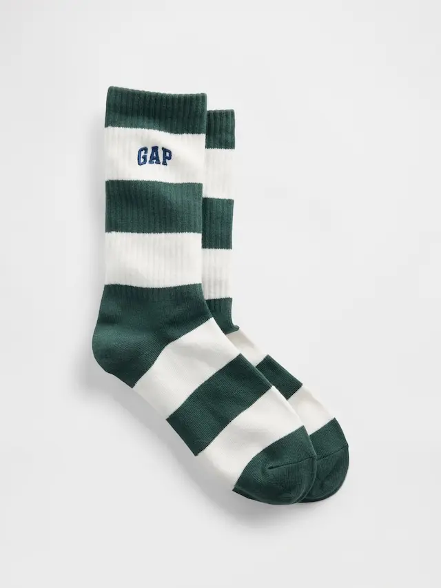 Gap Men's Rugby Stripe Logo Crew Socks