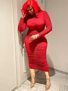 Kauna Ruched Vneck Bodycon Dress