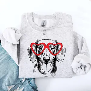 Dachshund, Pet, Dog Breed, Valentine's Sweatshirt, Crew Neck, Women's, Crewneck, Valentine's Day, Love, Heart, Cupid