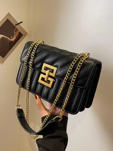 Women's Fashionable Chain Strap Crossbody Bag, Solid Color Shoulder Bag, Hand Shoulder Bag for Daily Used, Casual Trendy Versatile High-quality Elegant Bag, Everyday Bags, Ladies Fashion Purses