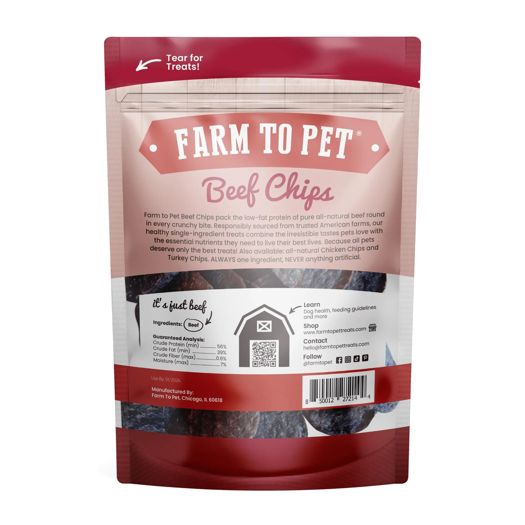 Beef Chips Dog Treats, Healthy Training Treats for Dogs