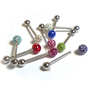 Epoxy Coated Ferido Gem Ball Tongue Tounge Ring - Gems CAN'T fall out!