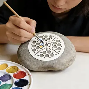 Mandala Pattern Round Template Set, 42 Pieces Mandala Dot Painting Templates, Ideal for DIY Rock Art Projects, Wood Furniture Decoration