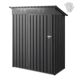 VEVOR 5 x 3 FT Metal Garden Shed,  Storage Building with Lockable Door & 2 Louver Vents, Sloped Roof Metal Outdoor Storage Shed, Tool Sheds Outdoor Storage for Backyard, Garden, Patio, Bike, Gray