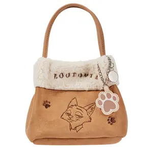 Disney Zootopia Series Plush Patchwork Crossbody Bag - Anime-Themed Crossbody Bag, Tote Bag, Suitable for Commuting, Office, School, Birthday Gifts, and Christmas Gifts