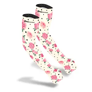 Farmers Defense Protection Sleeves - Polka Dot Rose - UV Cooling Sleeves | Anti-Scratch Sun Protection Arm Sleeves Comfort Clothing for Gardening Harvesting Outdoors Enthusiasts