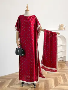 Women's Ditsy Floral Print Long Sleeve Belted Lounge Robe & Scarf & Bag Set, Elegant Casual Comfy Pyjama Set for Women, Ladies Sleepwear for All Seasons, Homewear, Sleepwear Loungewear, Glam lounge wear