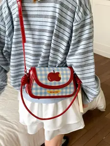 Cute Apple Pattern Crossbody Bag, Fashionable Shoulder Bag with 2 Straps, Casual Versatile Crossbody Bag for Women & Girls