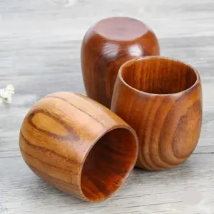 Wooden Big Belly Cups Handmade Solid Wood Cups Beer Tea Coffee Milk Water Cup Kitchen Bar Drinkware