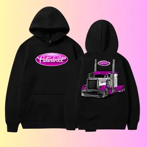 Peterbilt Truck 2side Hoodie – Pink Chrome Semi Truck Pullover, Custom Trucker Sweatshirt, Diesel Rig Graphic Hoodie, Classic Peterbilt Logo, Gift for Big Rig Fans