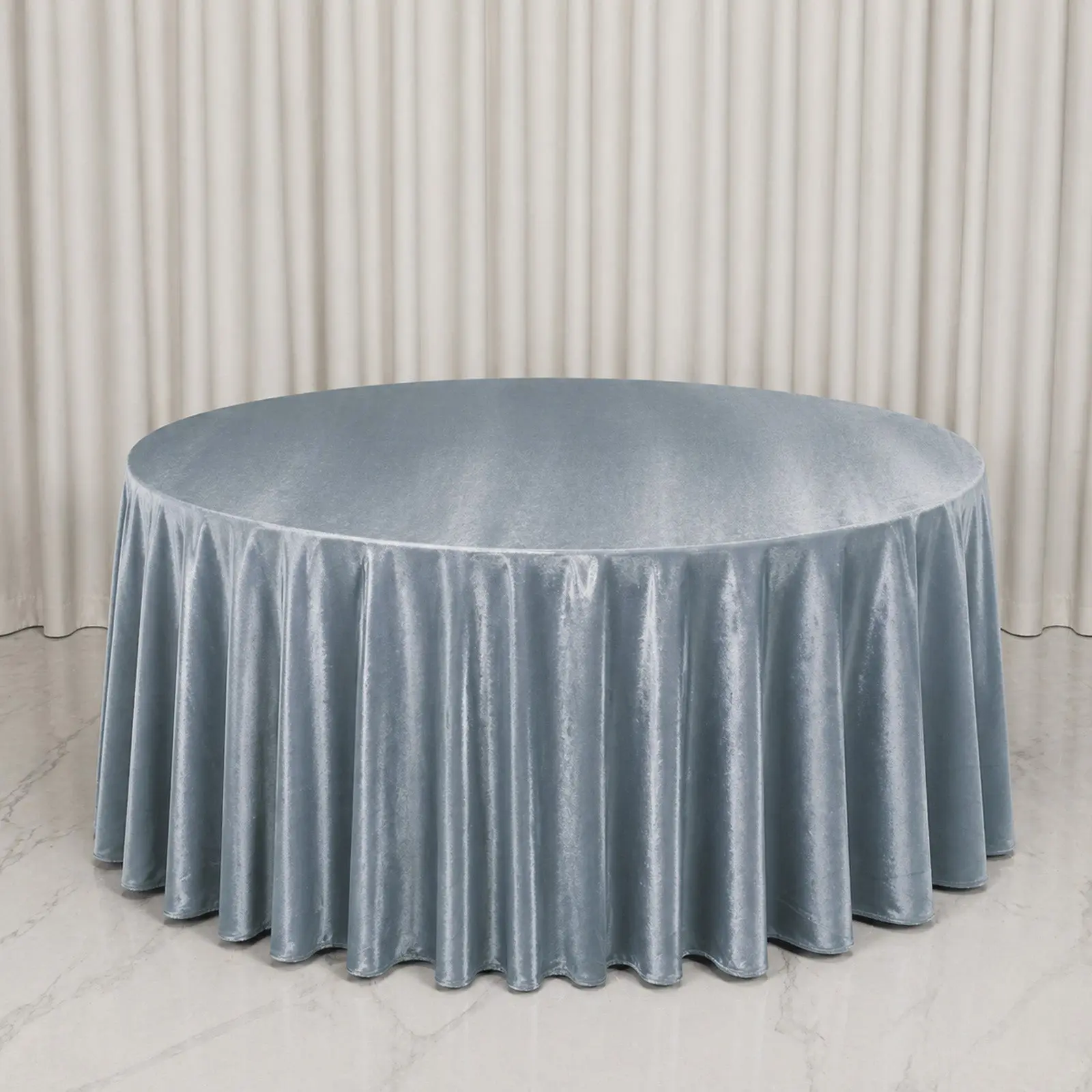 Premium Velvet Round Tablecloth 132" Dusty Blue - Soft & Reusable Table Cover