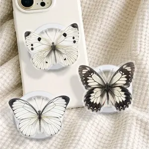 White Butterfly Acrylic Griptok, 3D Aesthetic Moth Phone Grip, Cottagecore Butterfly Phone Stand, Retro Nature Accessory, Gift for Her