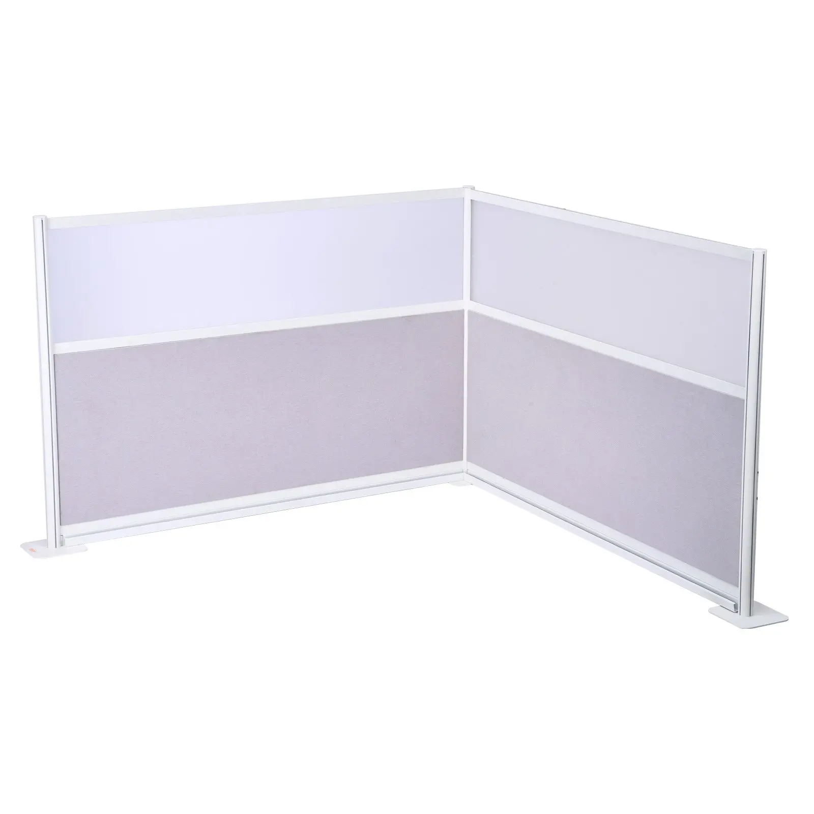 【Summerfinds】VEVOR 2-Pack 72x48 in Neutral Tone Office Privacy Partitions, PET Workstation Cubicle Panels with Frosted Acrylic Windows, Aluminium Freestanding Drop-In Fit Dividers, Anti-Collide Base, Cable Management for Office School Privacy Boost