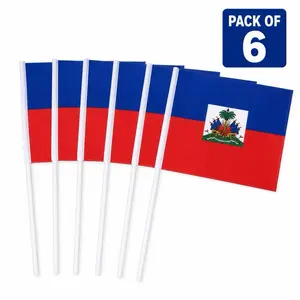 Haitian Hand Held Mini Stick Flags, 14*21 cm, 6 Pack