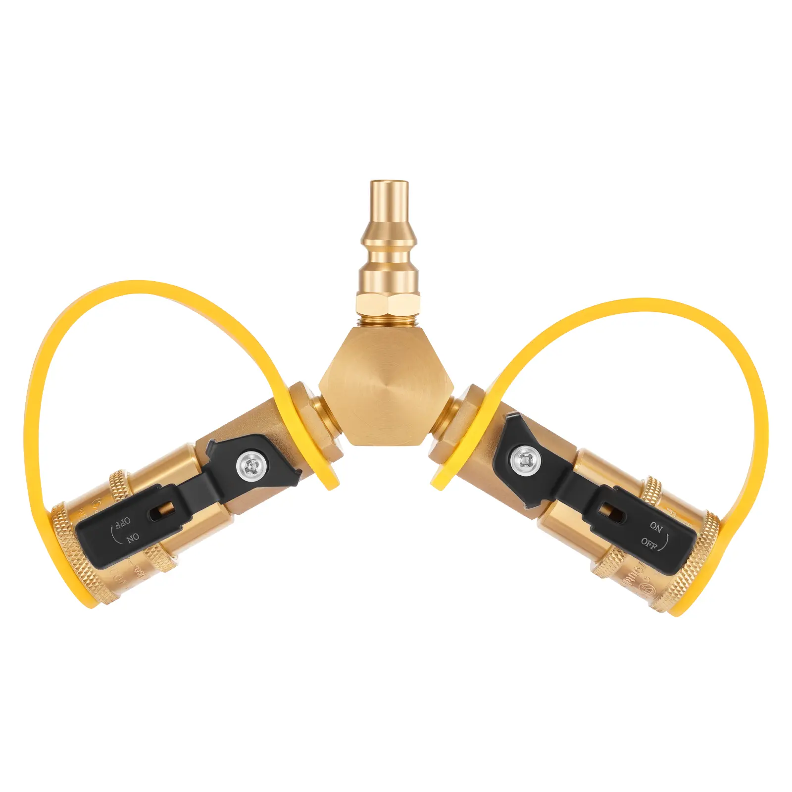 【Summerfinds】VEVOR RV Propane Quick Connect Y Splitter Adapter with Shutoff Valve,2 Way 1/4 inch Quick Disconnect KitFits for RV TrailerQuick Connect Propane Hose Connect to Motorhome Tabletop Camping Grill