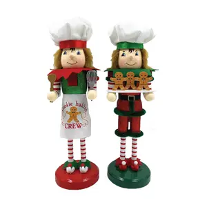 Santa's Workshop 14"H Cookie Crew Elves Nutcrackers, Set of 2