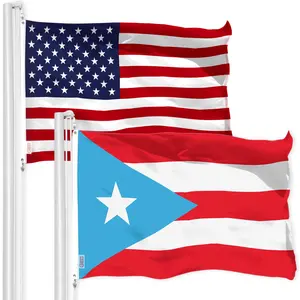G128 Combo Pack: American USA Flag 2x3 Ft & Puerto Rico Light Blue Puerto Rican PR Flag 2x3 Ft | Both LiteWeave Pro Series Printed 150D Polyester, Brass Grommets