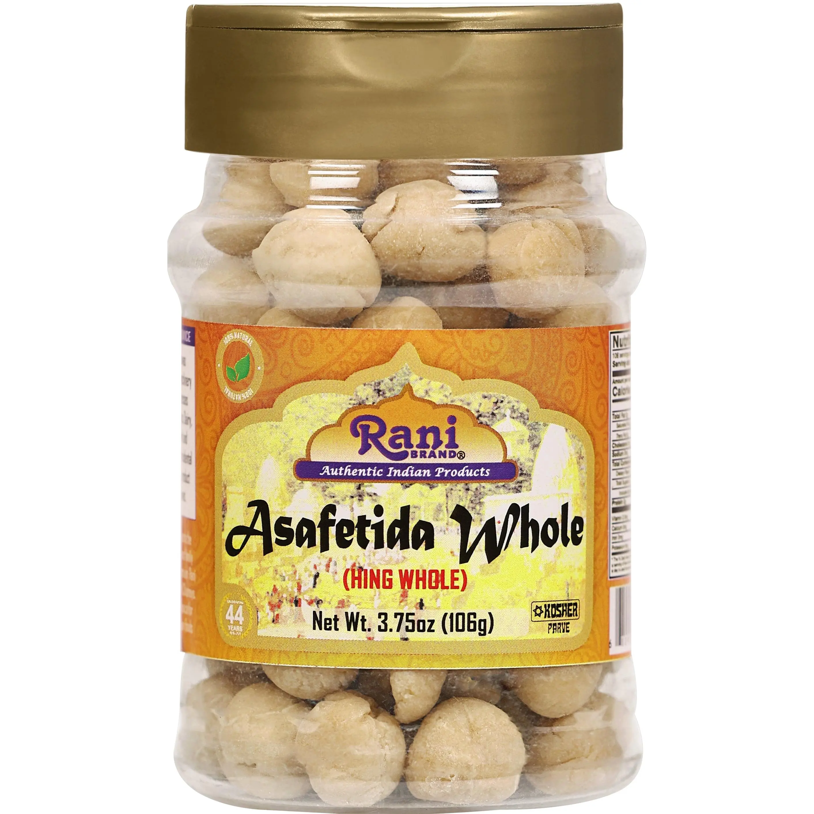 Rani Asafetida (Hing) Whole 3.75oz (106g) PET Jar ~ All Natural | Salt Free | Kosher | Vegan | Asafoetida Indian Spice | Best for Onion Garlic Substitute