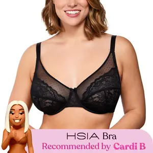 HSIA Enchante Floral Lace Unlined Comfort Unpadded Full Coverage Plus Size Underwire Bra SpringStatements