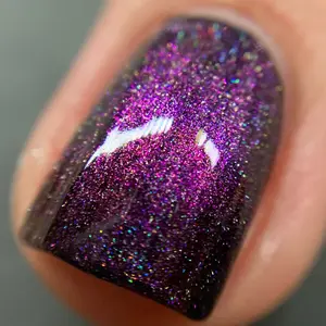 Sugarplum Frost Nail Polish by Drunk Fairy Polish | A Linear Holographic Topper with a Strong Purple Shimmer