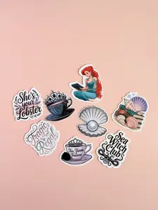 Sea Witch Royal Vibes Sticker Pack | 8-Piece Coquette Mermaid Aesthetic Vinyl Decals | Fantasy Journaling Planner Stickers | Vintage Ocean Stationery Gift