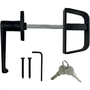 L-Handle Lock Shed Door Latch Lock Kit with 2 Keys and 2 Screws, 4-1/2" Stem for Barn Playhouse & Chicken Coop Door Lock