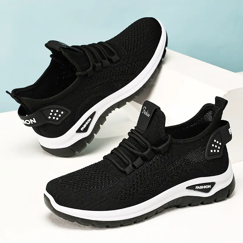 Women's Casual Sneakers, Lace-Up Athletic Shoes with Breathable Knit-Mesh, Arch Support and Non-Slip Sole for Walking & Gym, Athletic Lightweight Sneakers, Casual Running Sneakers
