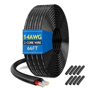 14 Gauge Oxygen Free Tinned Copper Electrical Wire 26ft/66ft/100ft 2 Conductor Multi Strand OFC Pure Copper Wire with PVC Jacket, Flexible Wire for Automotive/Car/Home Theater/Lamp/Marine Cable