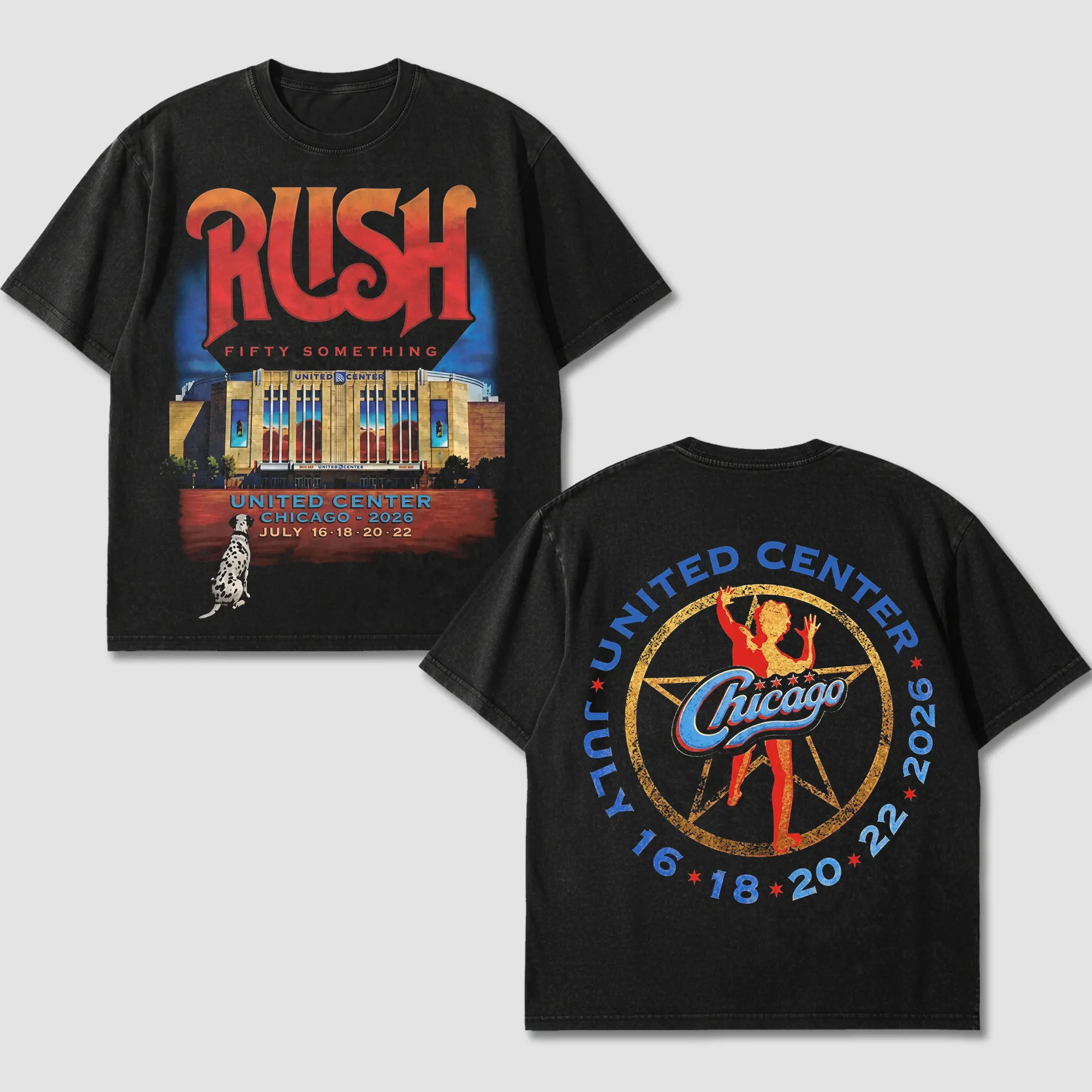 Rush Band Vintage T-Shirt, Rush Fifty Something Chicago United Center Concert Graphic Tee, Retro Rock Band Tour Shirt, Heavy Cotton Washed Black Top, Classic Prog Rock Fan Gift, Unisex Streetwear