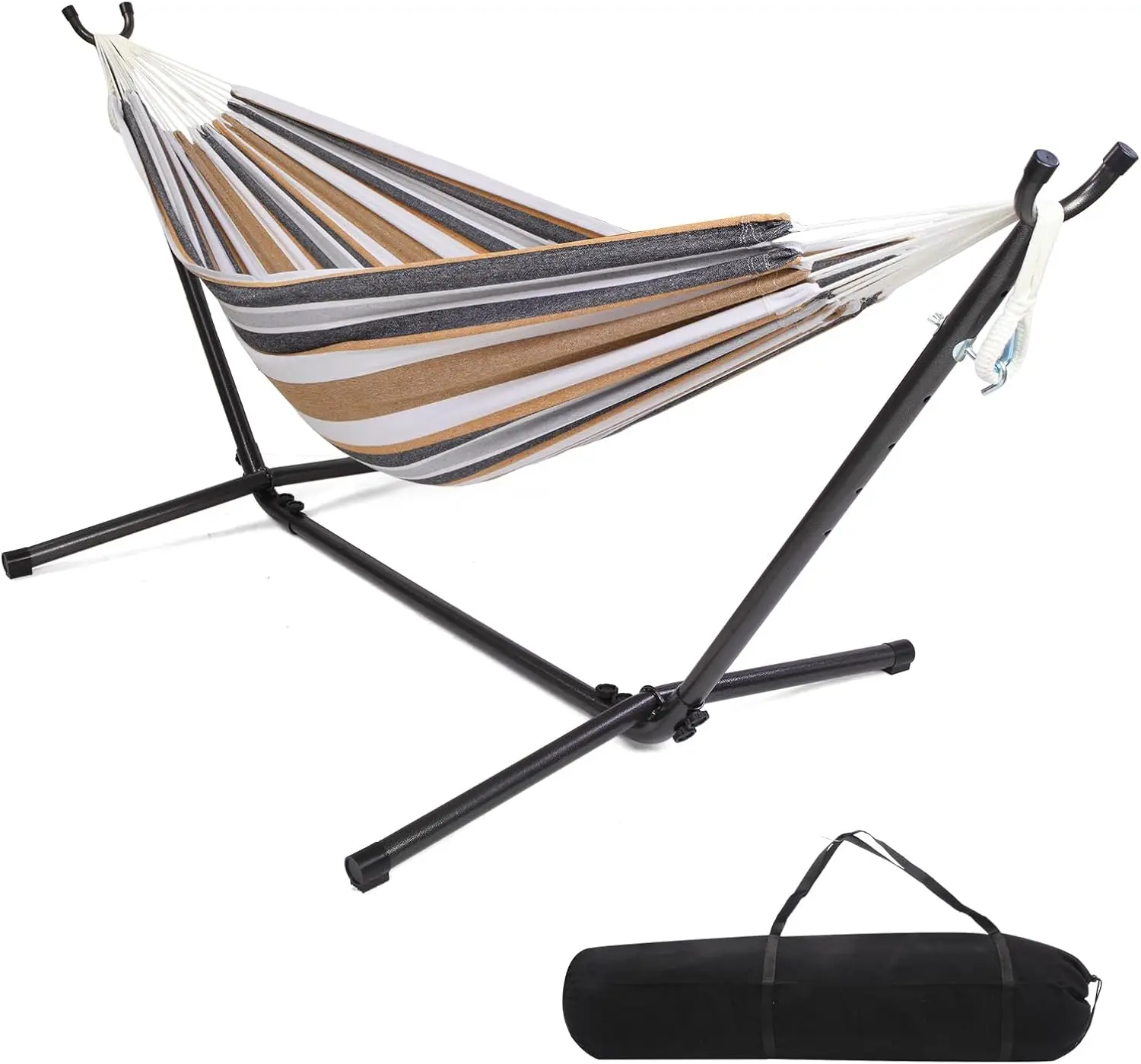 VINGLI 330 LBS Capacity Double Hammock with Stand Included with Portable Carrying Bag, Heavy Duty 2-Person Hammock for Outdoors & Indoors