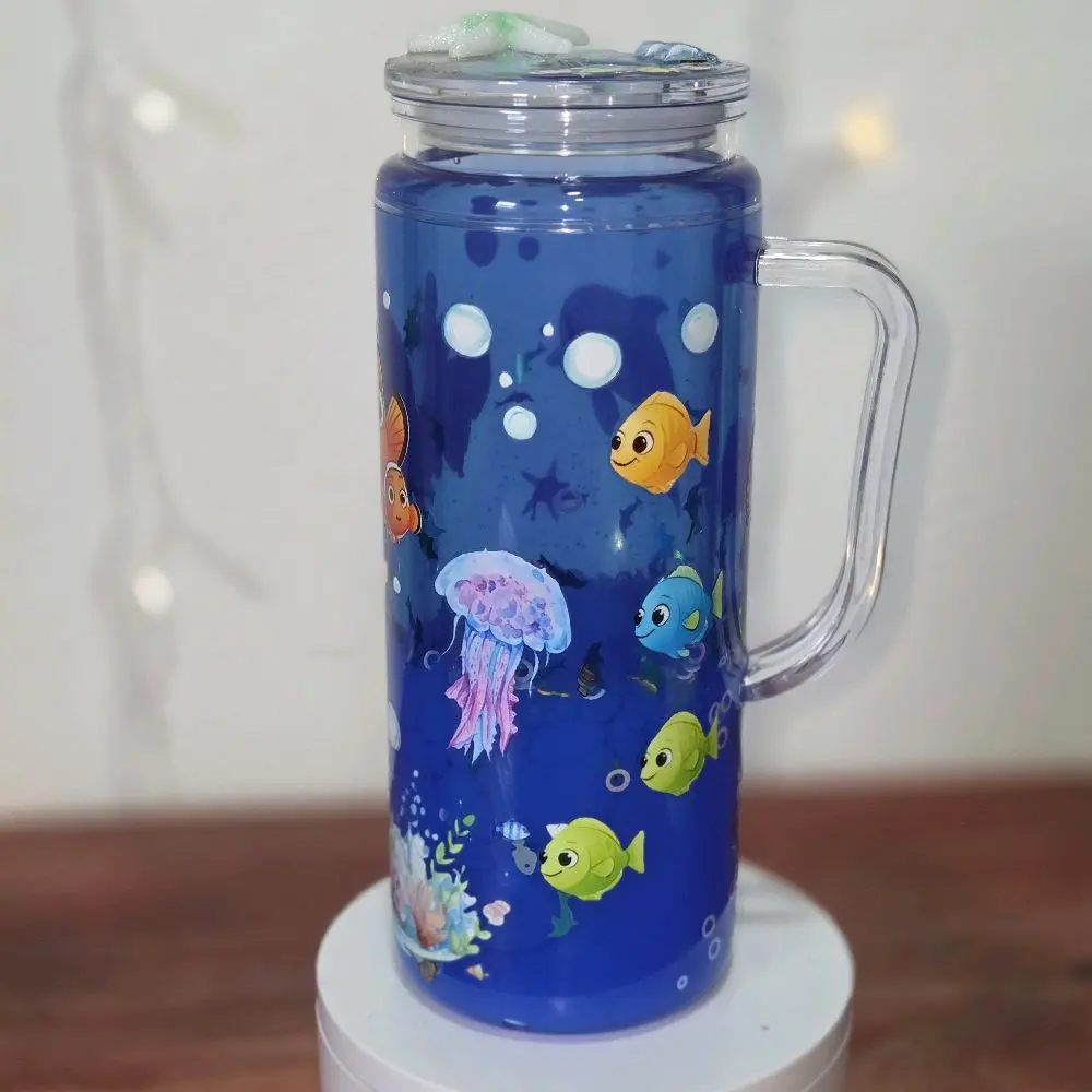glitter lava effect snow glove tumbler with floating glitter in liquid between walls vaso tipo snow globe Drinkware Portable Washable Reusable Water Bottles Cup Bottled Mug