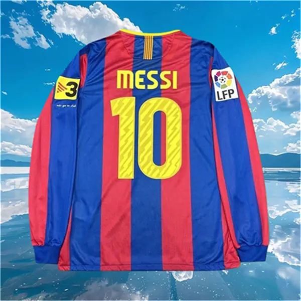 2010 2011 Home retro No.10 Messi Stripe Long sleeve Soccer jersey