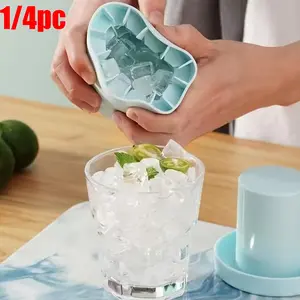 1/4pc mini ice cube tray, portable silicone ice cube tray, suitable for whisky, cocktails and home bars, can make perfectly shaped ice cubes, quickly freeze cylindrical ice cubes, reusable and easy to demold, often suitable for pie/kitchen/camping use