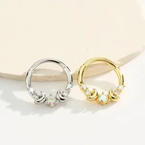 OUFER 16G Moonphase AB CZ Segment Septum Ring Inner Diameter 10mm