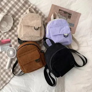 Mini Corduroy Backpack Ins Popular Cute Student Makeup Commuting Bag