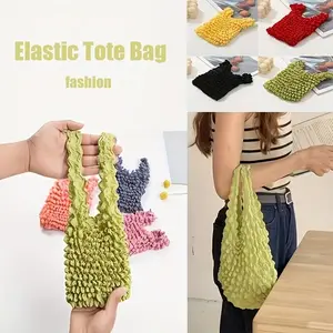 Stretchable Bubble Pleated Shopping Bag, Multi-Functional Compact Portable, with Handle, Ideal for Shopping and Daily Use, Perfect Gift for Friends, Everyday Bags