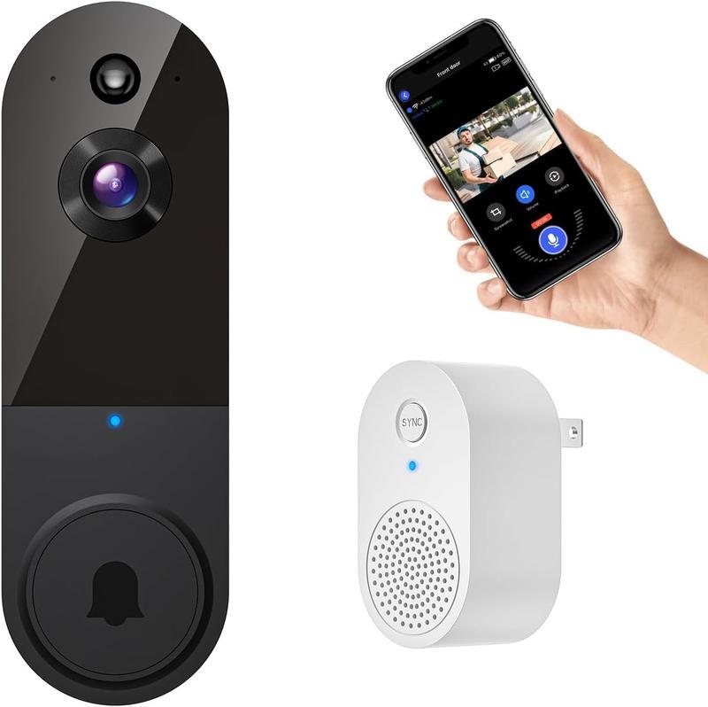 Wireless Video Doorbell Camera with AI Human Detection, 2-Way Audio, Live View, Night Vision, Cloud Storage, Battery Powered, 2.4G WiFi Home Security Camera for Indoor & Outdoor Surveillance