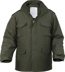 Olive Drab - Tactical M-65 Field Jacket Army Coat M65 - Poly/Cotton Twill - with Removeable Liner